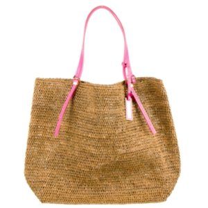 Michael Kors Santorini Raffia Tote Neon Pink